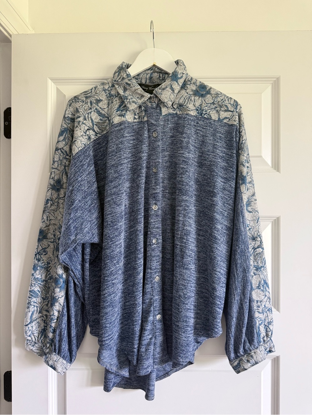 Young Threads Western Knit Shirt with Boho Back in Blue NWT